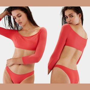 NWT SOLID & STRIPED Elise Bikini Top - Red pique designer swimwear